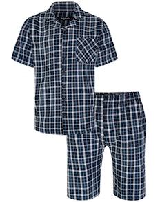 Bigdude Woven Checked Pyjama-Set Marineblau/Blau